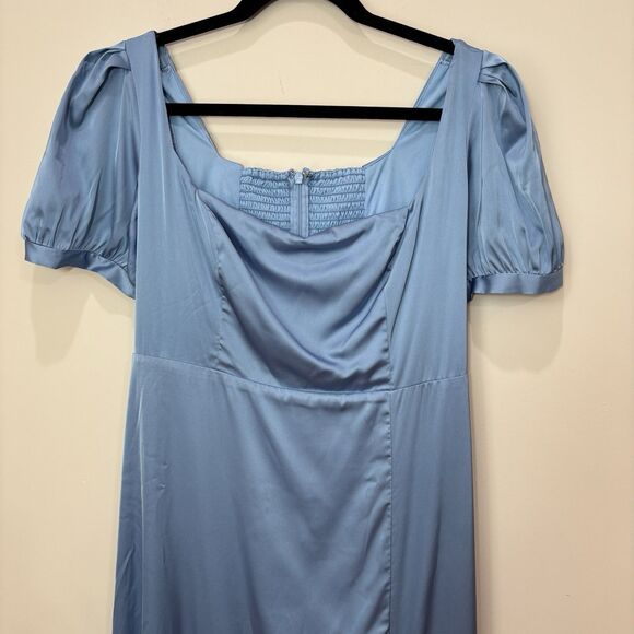 Lulus Powder Blue Satin Maxi Dress XL Dainty Coquette Regency Glam Pastel - Picture 3 of 10
